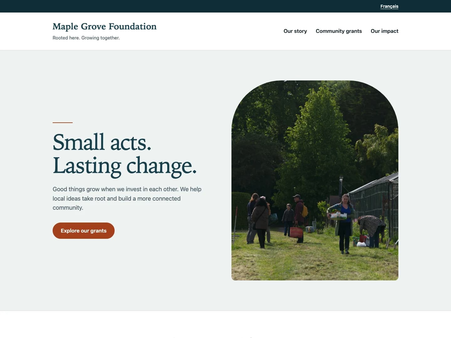 Preview of the Foundation template with demo content